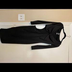 sexy form fitting long black dress with cutout 🖤